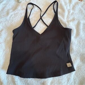 Black  vuori Ribbed Tank Top